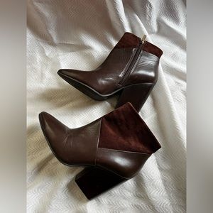 Vince Camuto Size 10 Brown Leather and Suede Heeled Booties
